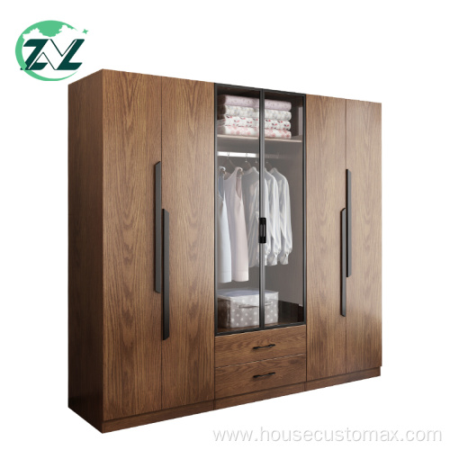 Wooden Clothes Storing Cabinet Steel Hanger Bedroom Wardrobe